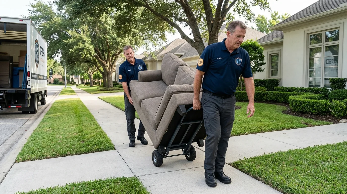 Local residential moving crew loading furniture in Cassville, MO